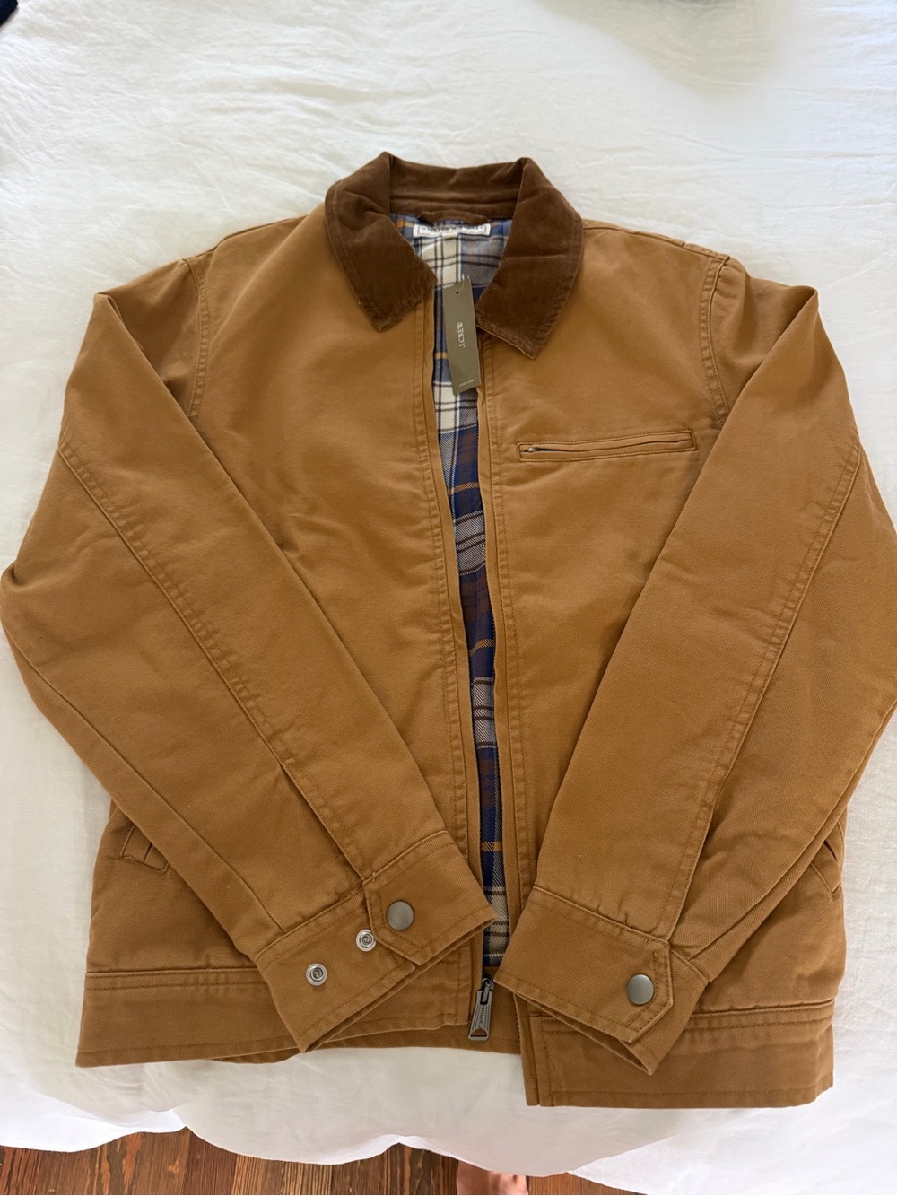 Men's Tan Workwear Field Jacket with Corduroy Collar